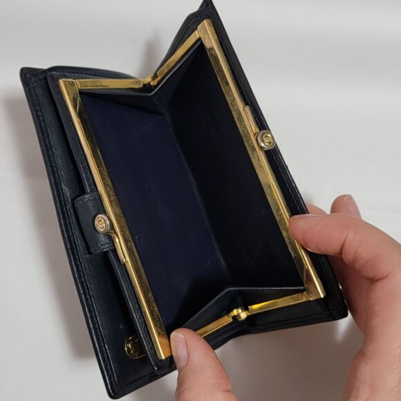 GUCCI GG Monogram Navy Blue Leather Small Wallet Coin Vintage Luxury Designer - Picture 8 of 12